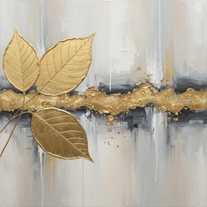Vergoldete Adern Der Stille: Eine Monumentale Studie In Gold- Und Kohlerelief — Laurent Fabre, Neo-abstrakte Kunst