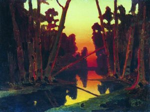 Sunset in the forest