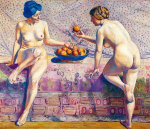 Women cutting oranges Women with oranges (Attributed title)