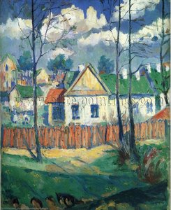 Spring Landscape With A Cottage — Kazimir Malevich, Impressionism