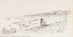 A Mandan Village — Charles Marion Russell, Contemporary Realism
