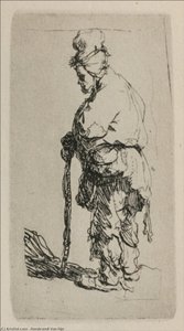 Ein Bettler Stehend, Ansicht Zum Linken Profil — Rembrandt Van Rijn, Baroque