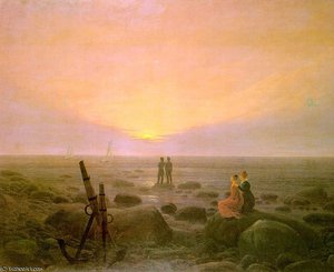 Moon Rising Over The Sea — Caspar David Friedrich, Romantic Landscape Painting