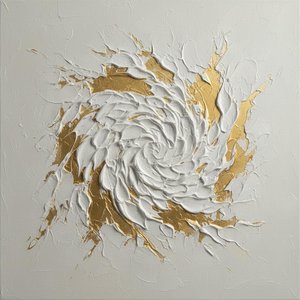 Gilded Vortex Of Radiating Light: A Sculptural Study In Cream And Gold — David Moreau