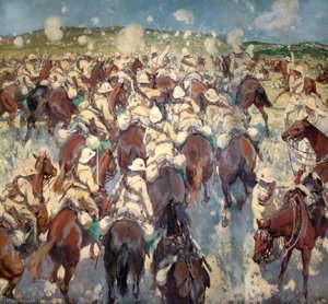 The Charge of the Royal Buckinghamshire Hussars at El Mughar, Palestine, 13 November 1917