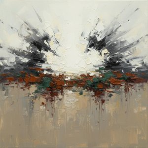 Ethereal Void Of Charcoal Shadows And Radiant Earthbound Impasto Fragments — Christian Noiret, Contemporary Abstract
