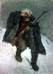 Old Soldier Descending From The Snowy Mountain — Vasily Ivanovich Surikov, Realism