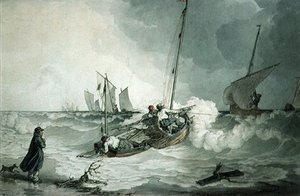 Fishing Boats Going Out, Watercolour — John Augustus Atkinson, Romanticism