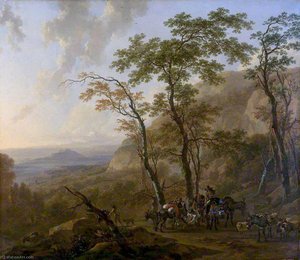 Mountainous Landscape With Muleteers — Nicolaes Pietersz Berchem