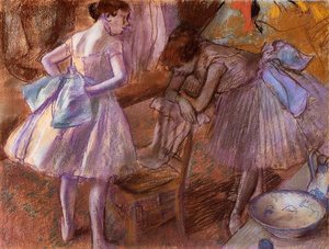Zwei Tänzerinnen Im Vorbereitungsraum — Hilaire-germain-edgar Degas, Impressionist Pastel