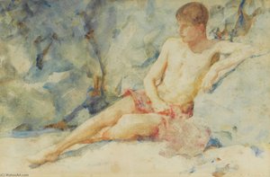 Boy Against Rock — Henry Scott Tuke