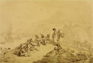 The Halt By A Hill — Thomas Rowlandson, Early Romantic Illustration