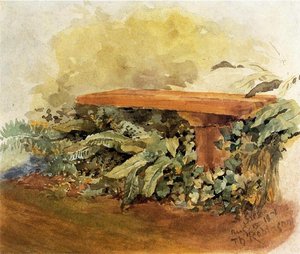 Garden Bench With Ferns — Theodore Robinson