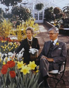 Rt. Hon. and Mme. Jules Leger in Government House greenhouse