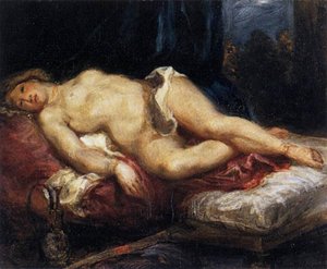 Odalisque Reclining On A Divan — Eugène Delacroix, Orientalist