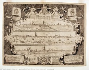 Three views of the city of Antwerp