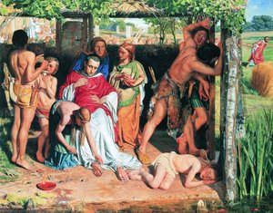 Eine bekehrte britische Familie, die einen christlichen Missionar vor der Verfolgung durch die Druiden schützt