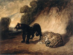 Two Jaguars From Peru — Antoine-louis Barye, Romanticism