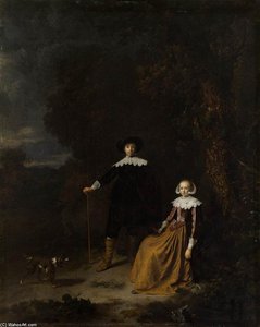 Portrait Of A Couple In A Landscape — Gerrit Dou, Dutch Golden Age