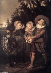 Three Children With A Goat Cart — Frans Hals I, Dutch Golden Age