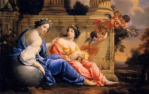 Las Musas Urania Y Calíope — Simón Vouet