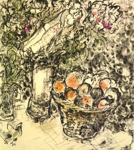 Couple And Basket With Fruits — Marc Chagall, Naïve Art