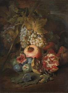 Bunches Of Grapes, Pomegranates And Figs In A Landscape, Abraham Brueghel, 1670 — Abraham Brueghel