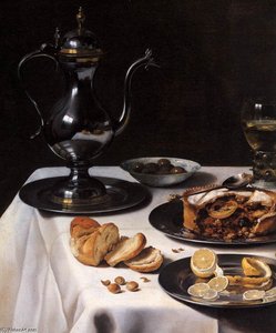 Still-life With Turkey-pie (detail) — Pieter Claesz