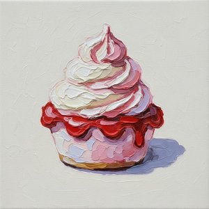 Sculpted Crimson Peaks: A Singular Study in Impasto Rose and Cream