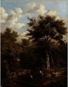 Children Crossing A Stream