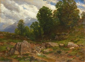 Alp mit Bach und Ziegenhirt (Berglandschaft), 1898