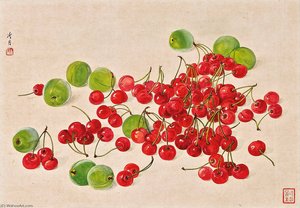 CHERRIES AND GREEN PLUMS