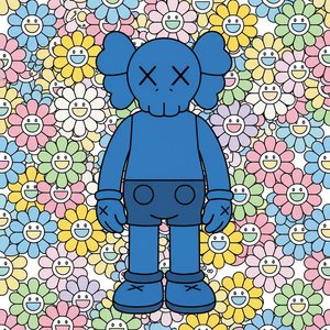 Azurblaues Totem Inmitten Einer Hypnotischen Sinfonie Aus Pastellfarbenen Floralen Tessellationen