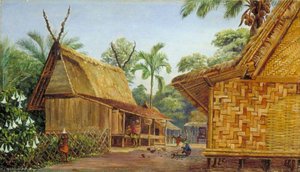 Mat Houses, Bandong, Java — Marianne North, Victorian Botanical Painting