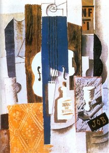 Violin, Bottle, And Glass — Pablo Picasso, Cubist Fragmentation
