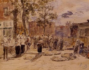Market Scene — Eugène Louis Boudin