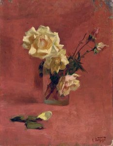 Yellow Roses In A Glass Vase — Edward Henry Potthast