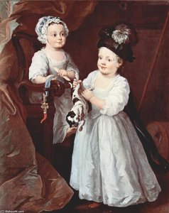 Portrait Of Lady Mary Grey And Lord George Grey — William Hogarth, Rococo
