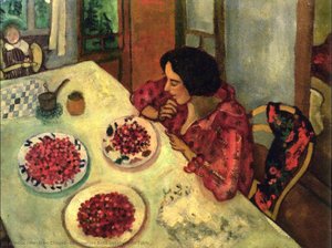 Strawberries Bella And Ida At The Table — Marc Chagall, Expressionism