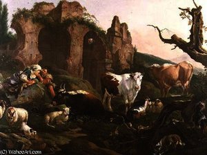 Lovers in a Classical Landscape with Animals