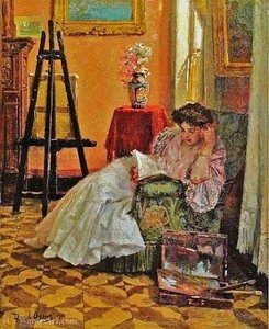 Young Woman Reading In The Studio — David Oyens