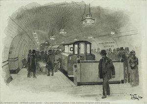 Ciudad Y Línea De Tren Sur De Londres Dibujo Original Lavado — William Luker Junior, Post-impressionism
