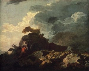The Storm Or The Cart Stuck In The Mire — Jean-honoré Fragonard, Rococo