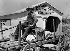 White Man On Wagon — Marion Post Wolcott