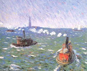 Breezy Day Tugboats New York Harbor — William James Glackens