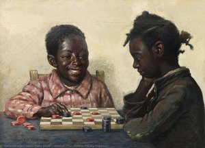 Untitled (two Children Playing Checkers) — James Henry Moser