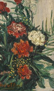 Still Life With Red Roses And White Carnations — Georges Van Houten