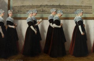 Amsterdamse Weesmeisjes In Een Gang Voor Een Stadsprofiel Van Amsterdam