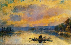 The Ferry At Bouille, Sunset — Albert-charles Lebourg