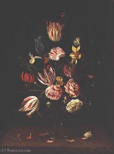 Tulips, Roses, An Iris And A Daffodil — Frans Ykens